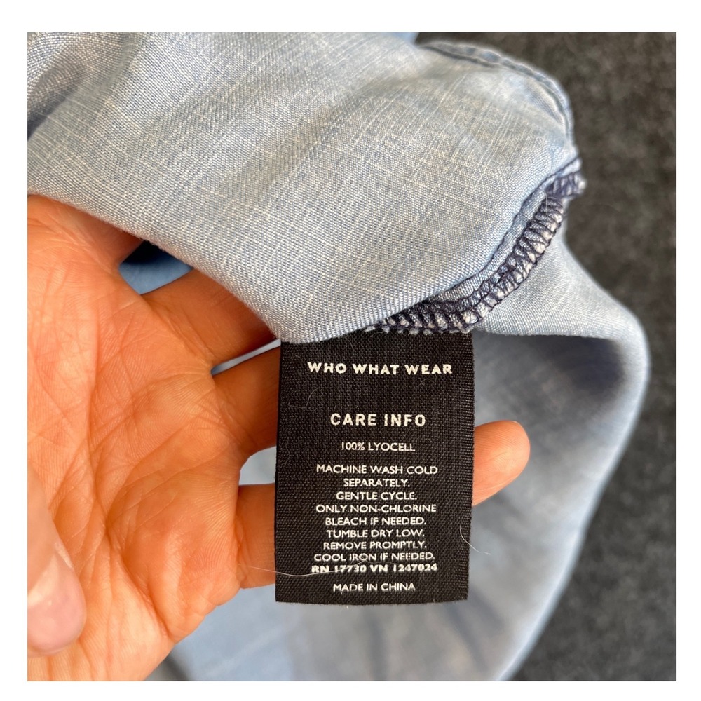 Who What Wear Womens Sleeveless Lyocell Chambray Normcore Shirt Light Blue Sz S - Picture 6 of 6